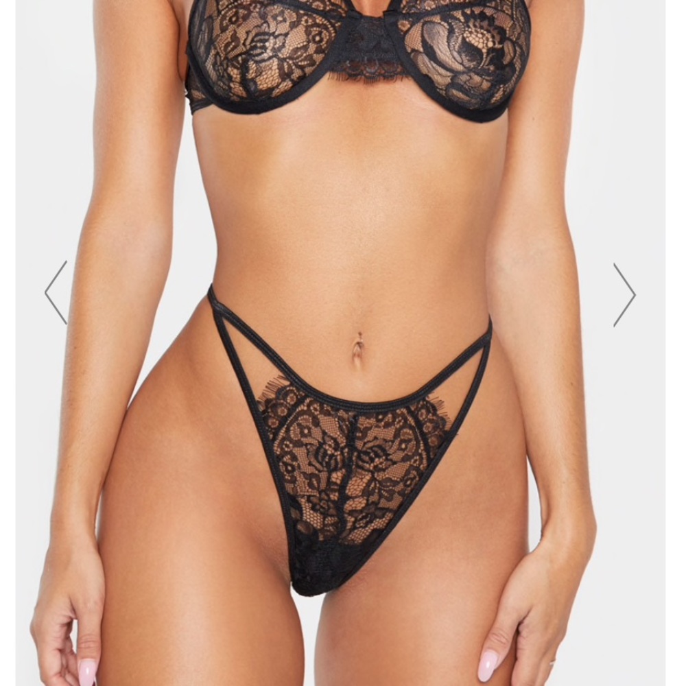 PrettyLittleThing Eyelash Lace Strappy Thong